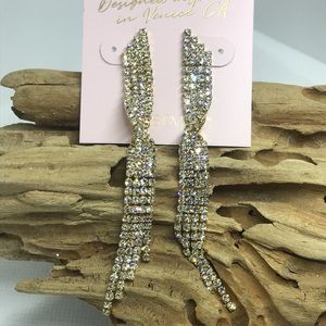 Jules Smith Dangling Rhinestone Earrings NEW
